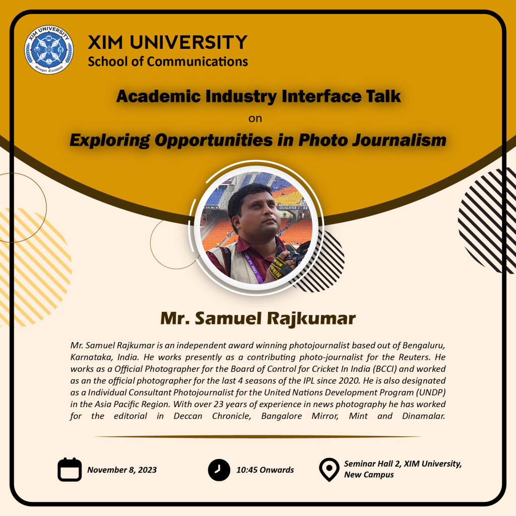 Academic Industry Interface Talk on Exploring Opportunities in Photo Journalism